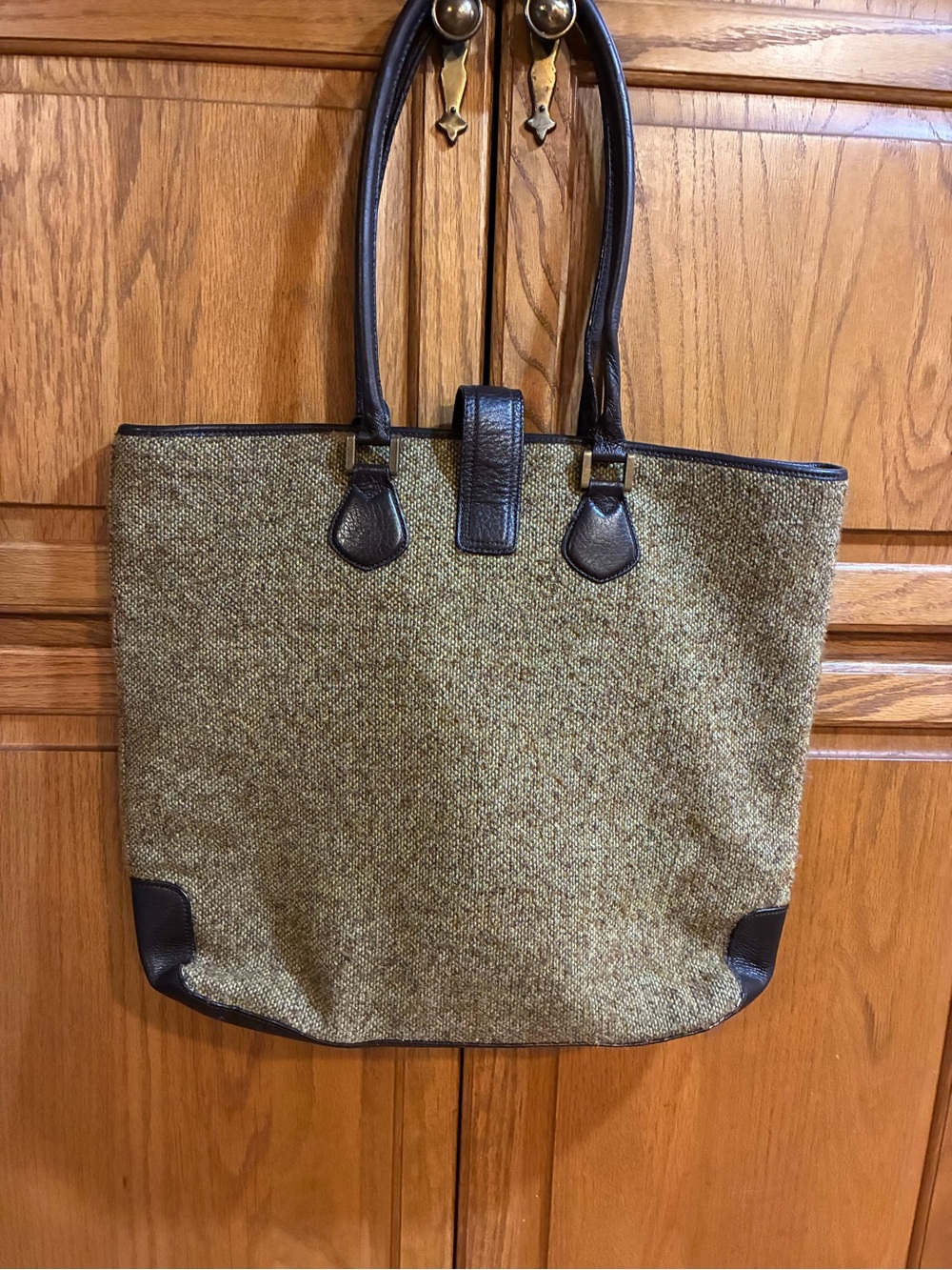 Vintage J Crew Herringbone Tweed Uptown Tote Bag
